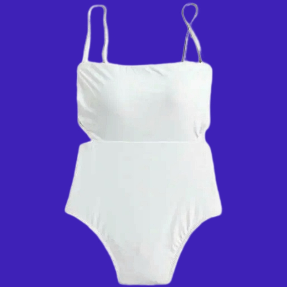 J. Crew NWT 🏷️White Cut-Out Tie Back Swimsuit 1Pc Full Coverage Bottom /Top 14